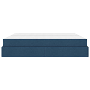 vidaXL Bed Frame with Mattress with Mattress 2 pcs Blue Fabric