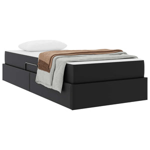 vidaXL Storage Bed with Mattress 2 pcs Black Leather