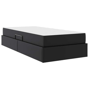 vidaXL Storage Bed with Mattress 2 pcs Black Leather