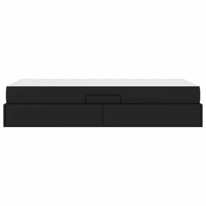 vidaXL Storage Bed with Mattress 2 pcs Black Leather