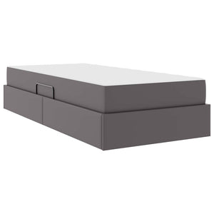 vidaXL Storage Bed with Mattress with Mattress 2 pcs Grey Leather