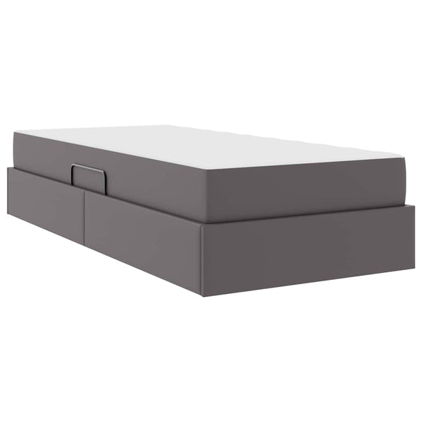 vidaXL Storage Bed with Mattress with Mattress 2 pcs Grey Leather