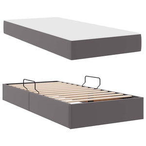 vidaXL Storage Bed with Mattress with Mattress 2 pcs Grey Leather