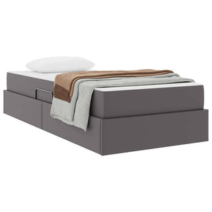 vidaXL Storage Bed with Mattress with Mattress 2 pcs Grey Leather