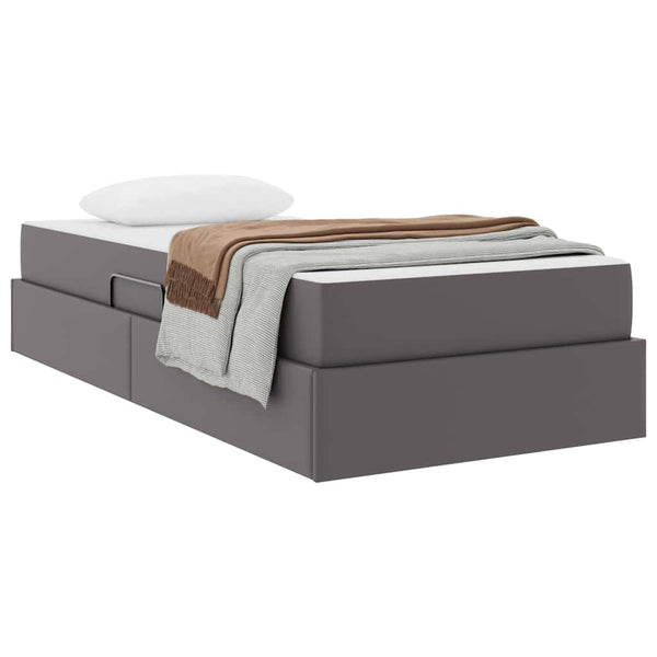 vidaXL Storage Bed with Mattress with Mattress 2 pcs Grey Leather