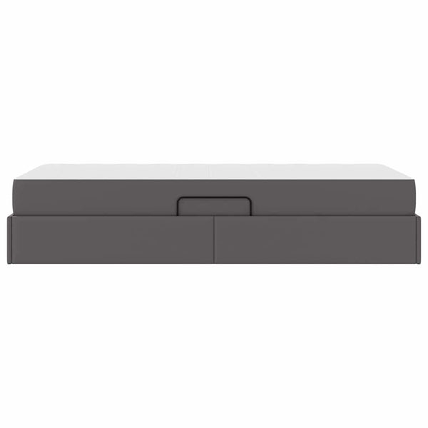 vidaXL Storage Bed with Mattress with Mattress 2 pcs Grey Leather