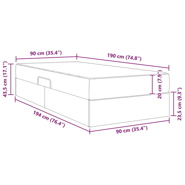 vidaXL Storage Bed with Mattress with Mattress 2 pcs Grey Leather