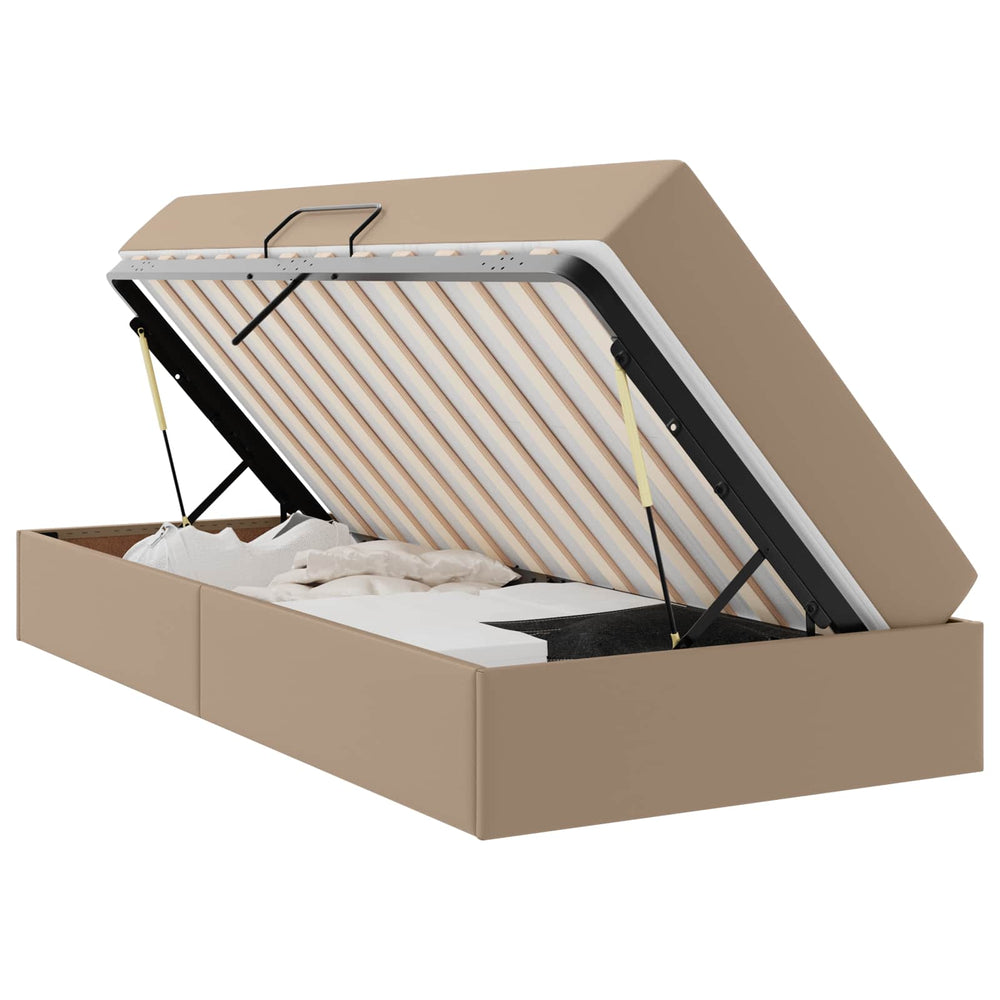 vidaXL Storage Bed with Mattress 2 pcs Cappuccino Leather