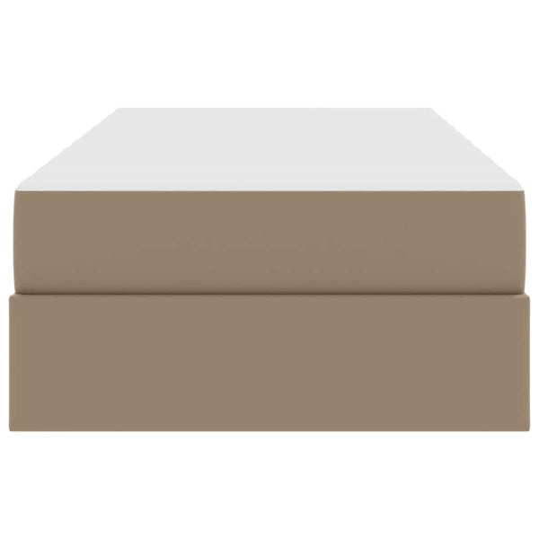 vidaXL Storage Bed with Mattress 2 pcs Cappuccino Leather