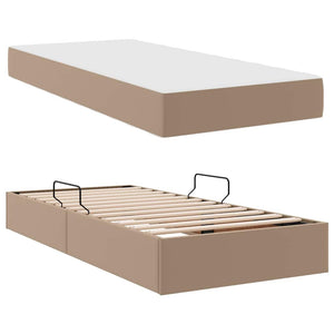 vidaXL Storage Bed with Mattress 2 pcs Cappuccino Leather