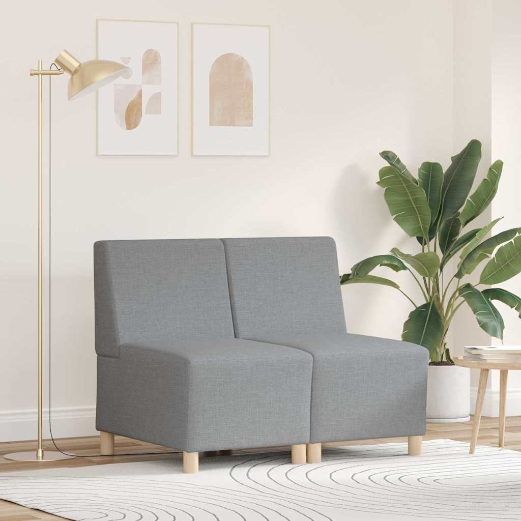 vidaXL Modular Armless Sofa 2 pcs Light Grey 55 x 74 x 82 cm Fabric