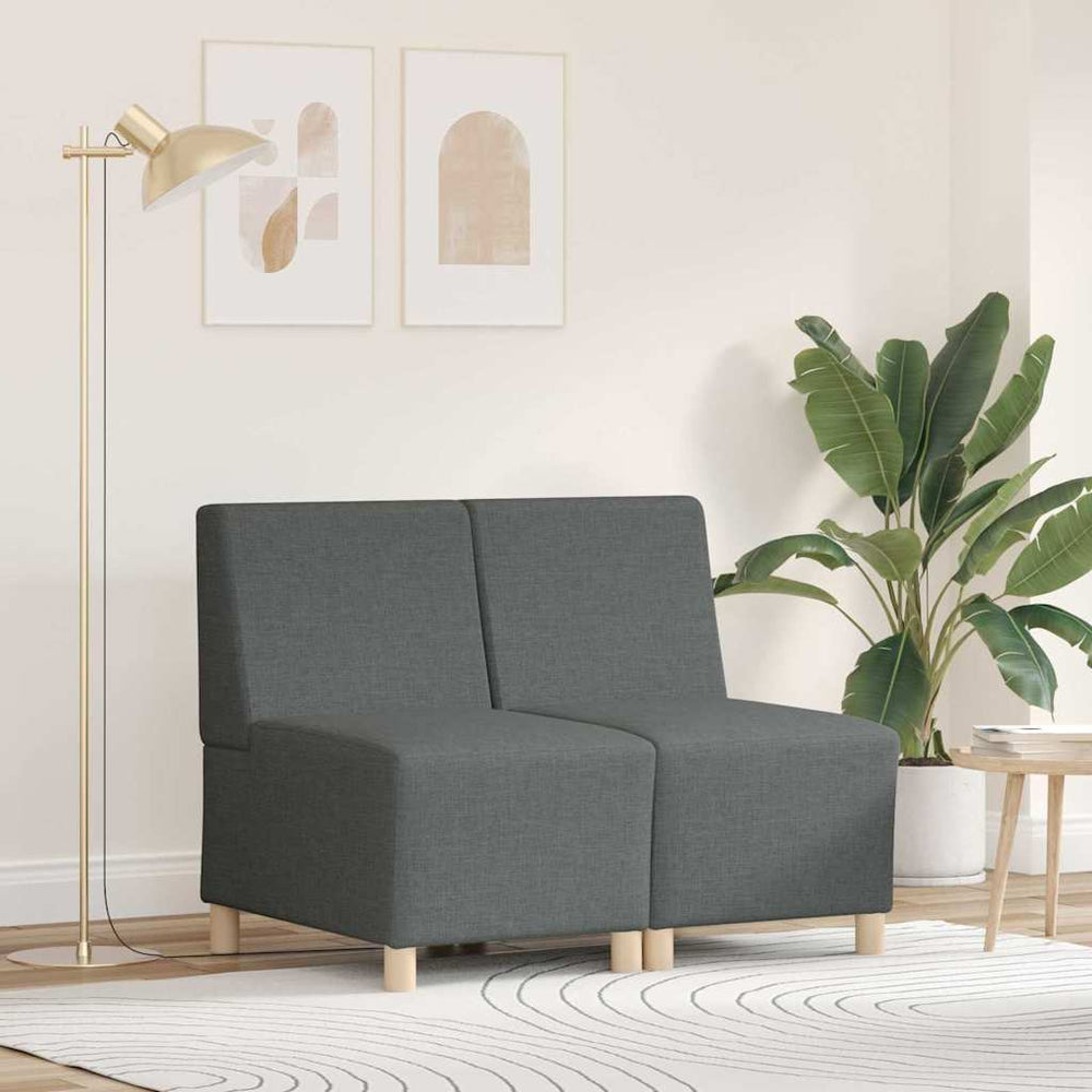 vidaXL Modular Armless Sofa 2 pcs Dark Grey 55 x 74 x 82 cm Fabric