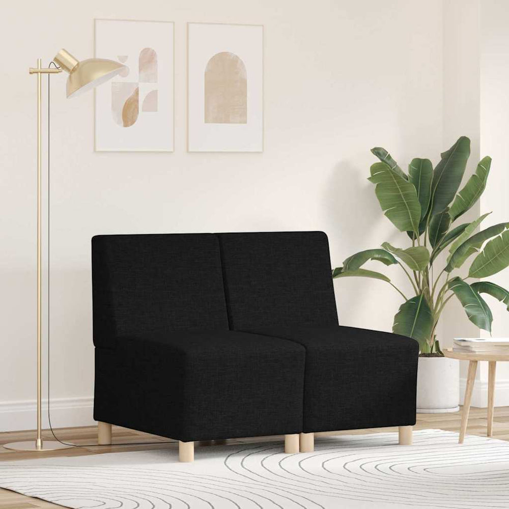 vidaXL Modular Armless Sofa 2 pcs Black 55 x 74 x 82 cm Fabric