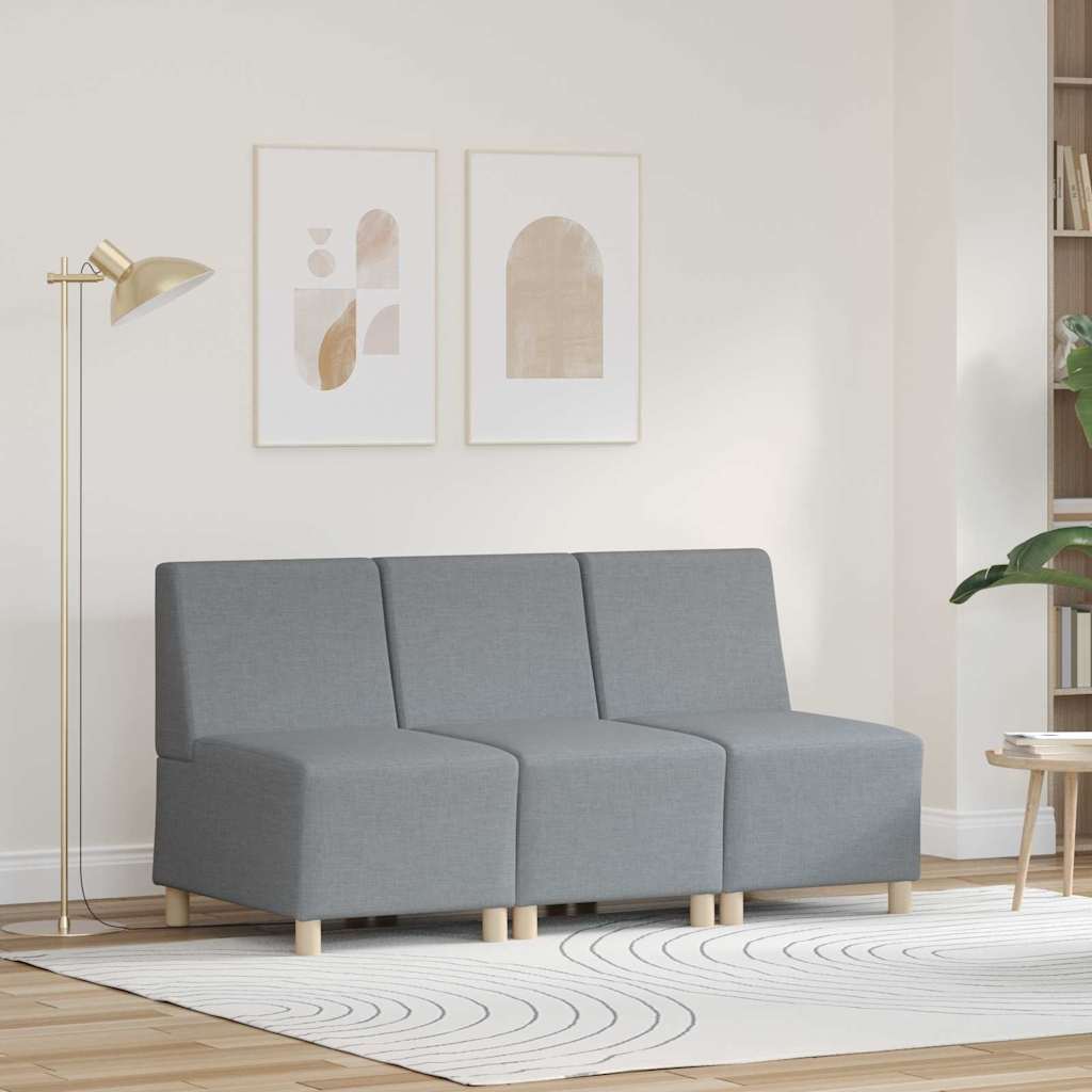 vidaXL Modular Armless Sofa 3 pcs Light Grey 55 x 74 x 82 cm Fabric