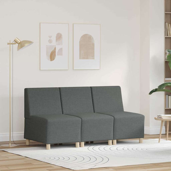 vidaXL Modular Armless Sofa 3 pcs Dark Gray 55 x 74 x 82 cm Fabric