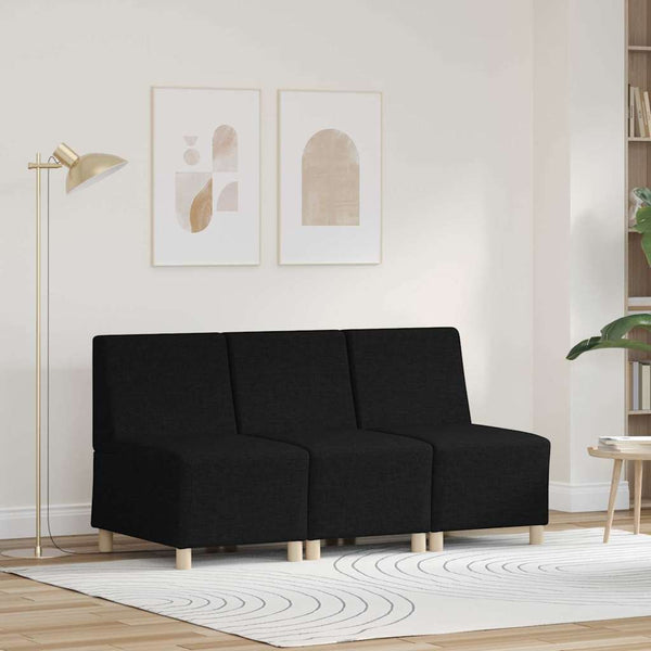 vidaXL Modular Armless Sofa 3 pcs Black 55 x 74 x 82 cm Fabric