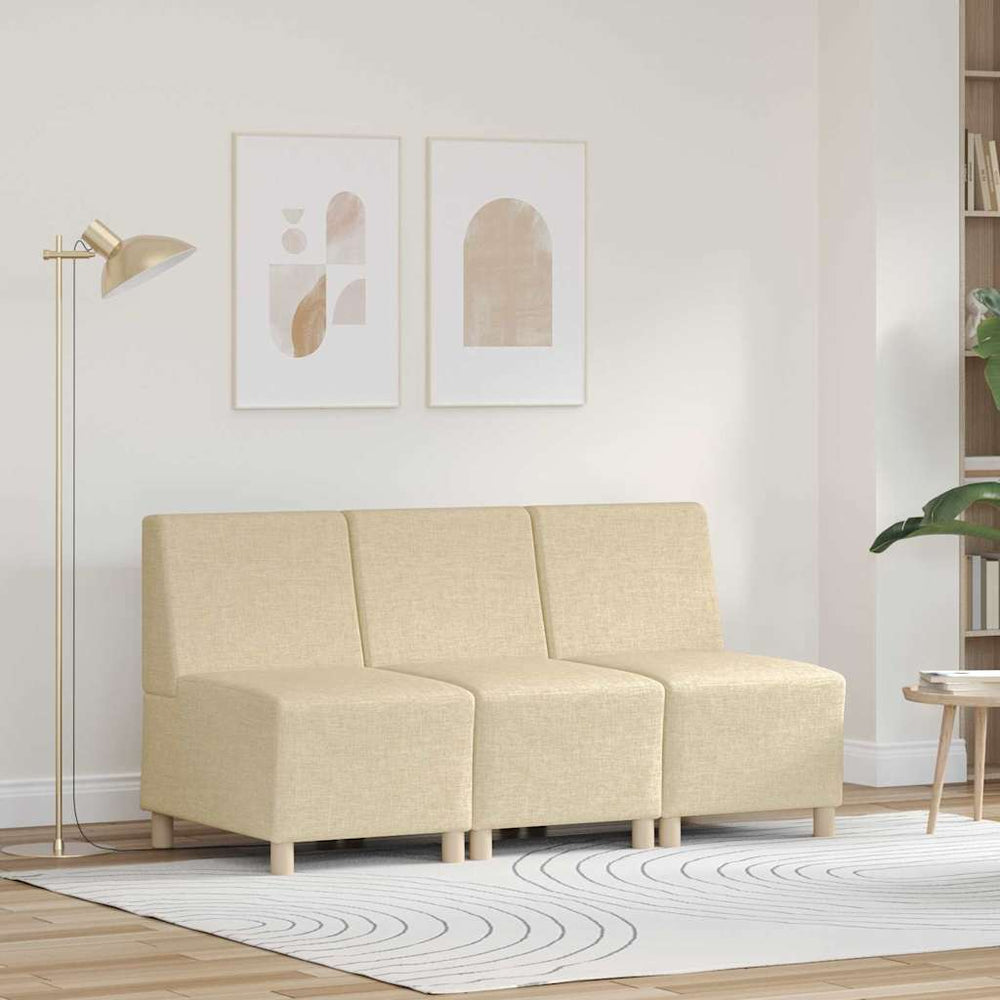 vidaXL Modular Armless Sofa 3 pcs Cream 55 x 74 x 82 cm Fabric