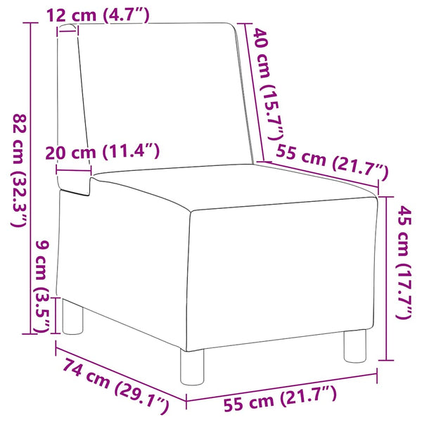 vidaXL Modular Armless Sofa 3 pcs Cream 55 x 74 x 82 cm Fabric