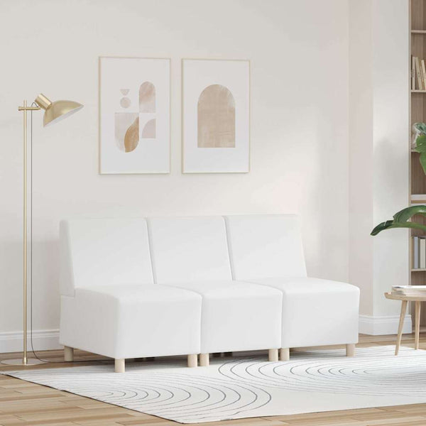 vidaXL Modular Armless Sofa 3 pcs White 55 x 74 x 82 cm Faux Leather