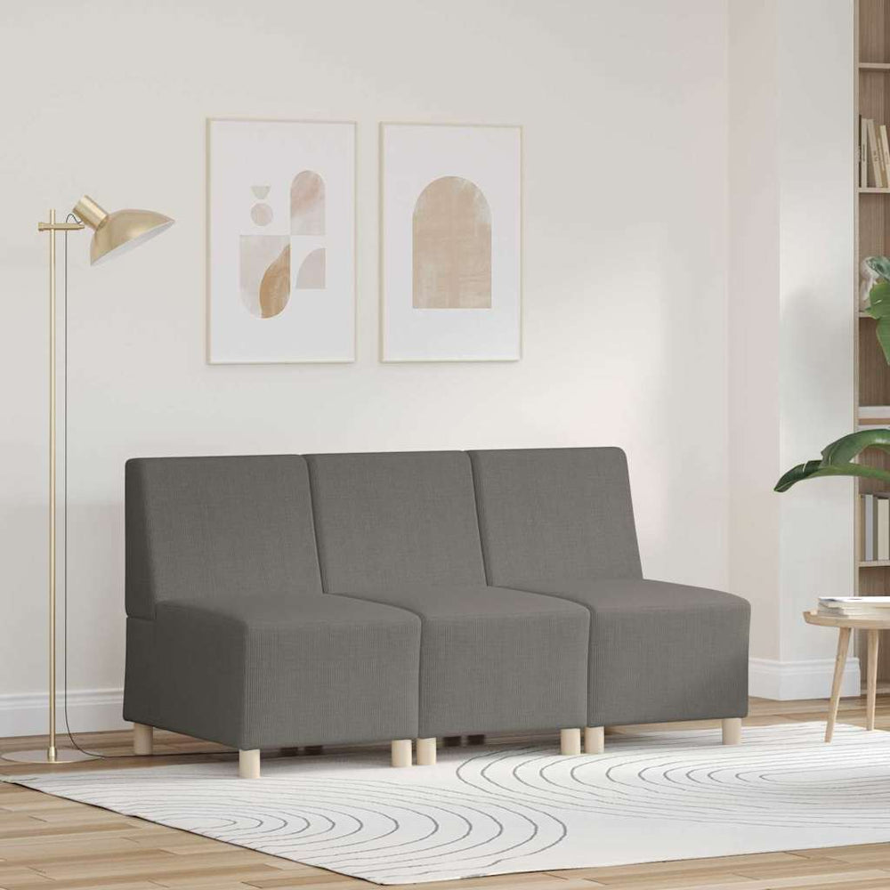 vidaXL Modular Armless Sofa 3 pcs Light Grey 55 x 74 x 82 cm