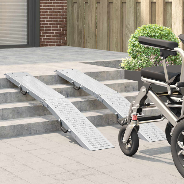 vidaXL Foldable Ramp 200kg per Ramp 2 pcs Silver 166 x 23 x 4.5 cm