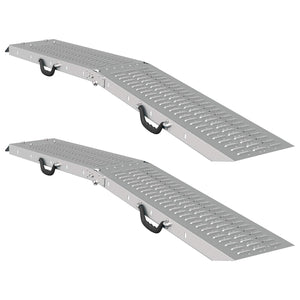 vidaXL Foldable Ramp 200kg per Ramp 2 pcs Silver 166 x 23 x 4.5 cm