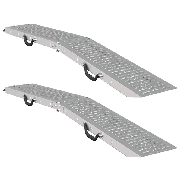 vidaXL Foldable Ramp 200kg per Ramp 2 pcs Silver 166 x 23 x 4.5 cm