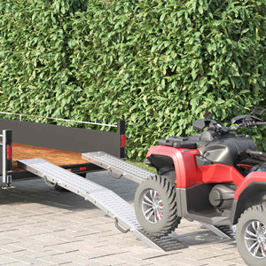 vidaXL Folding Ramp 200kg per Ramp 2 pcs. Silver 186 x 23 x 4.5 cm