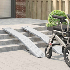 vidaXL Folding Ramp 200kg per Ramp 2 pcs. Silver 186 x 23 x 4.5 cm