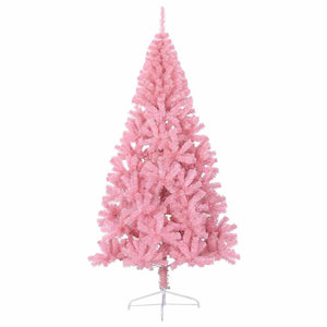 vidaXL Pre-Lit Artificial Christmas Tree Pink 210 cm PVC