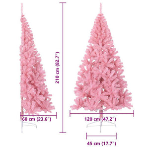 vidaXL Pre-Lit Artificial Christmas Tree Pink 210 cm PVC