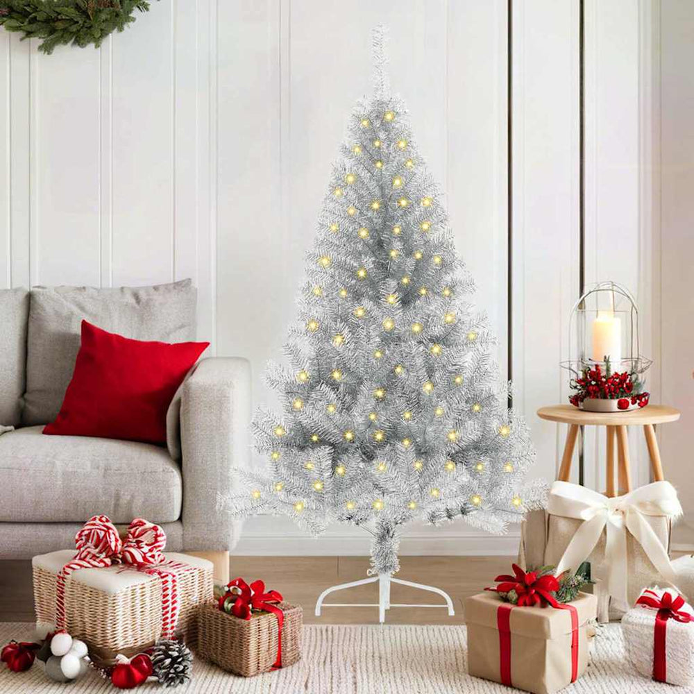 Künstlicher Weihnachtsbaum Silber Vorbeleuchtet 150cm