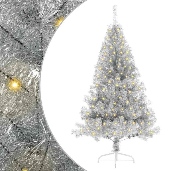 Künstlicher Weihnachtsbaum Silber Vorbeleuchtet 150cm