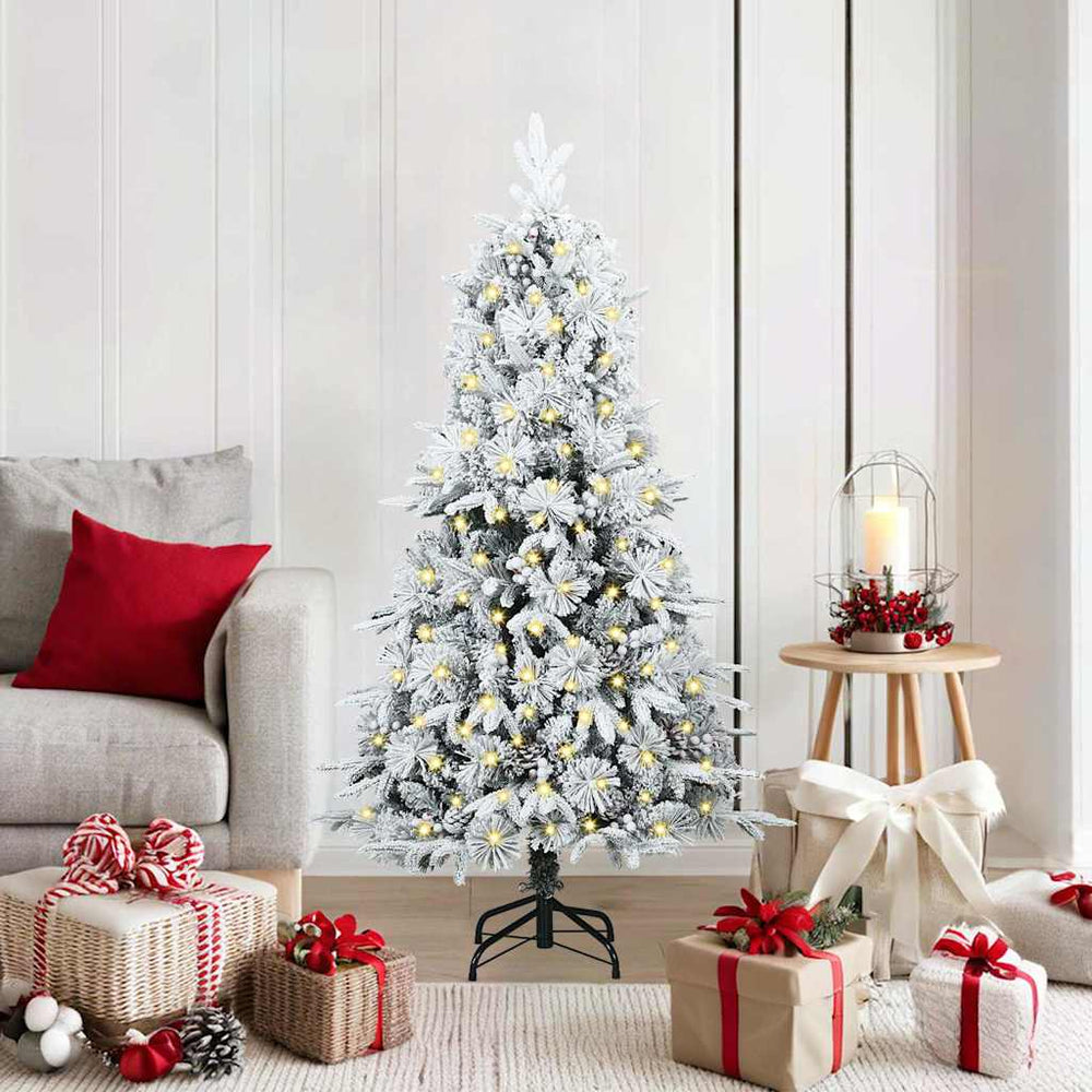vidaXL Artificial Folding Christmas Tree White 150 cm PE and PVC