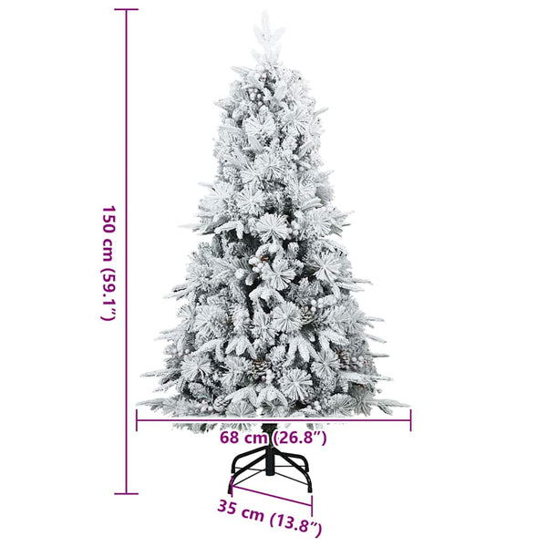 vidaXL Artificial Folding Christmas Tree White 150 cm PE and PVC