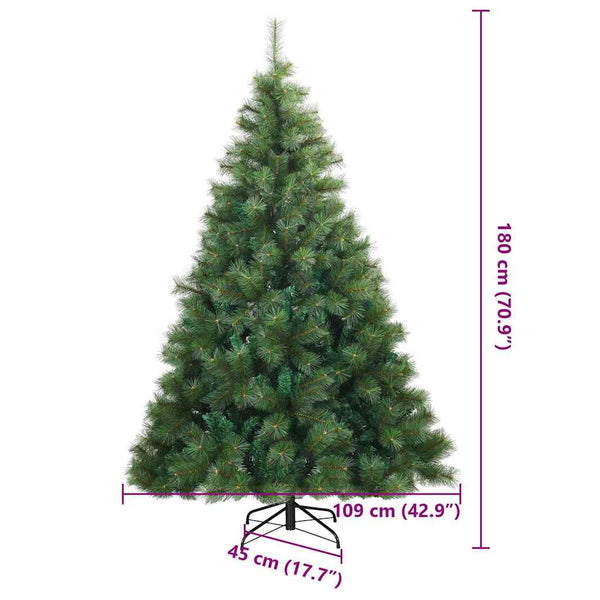 vidaXL Artificial Christmas Tree with 300 LEDs Green 180 cm PE and PVC