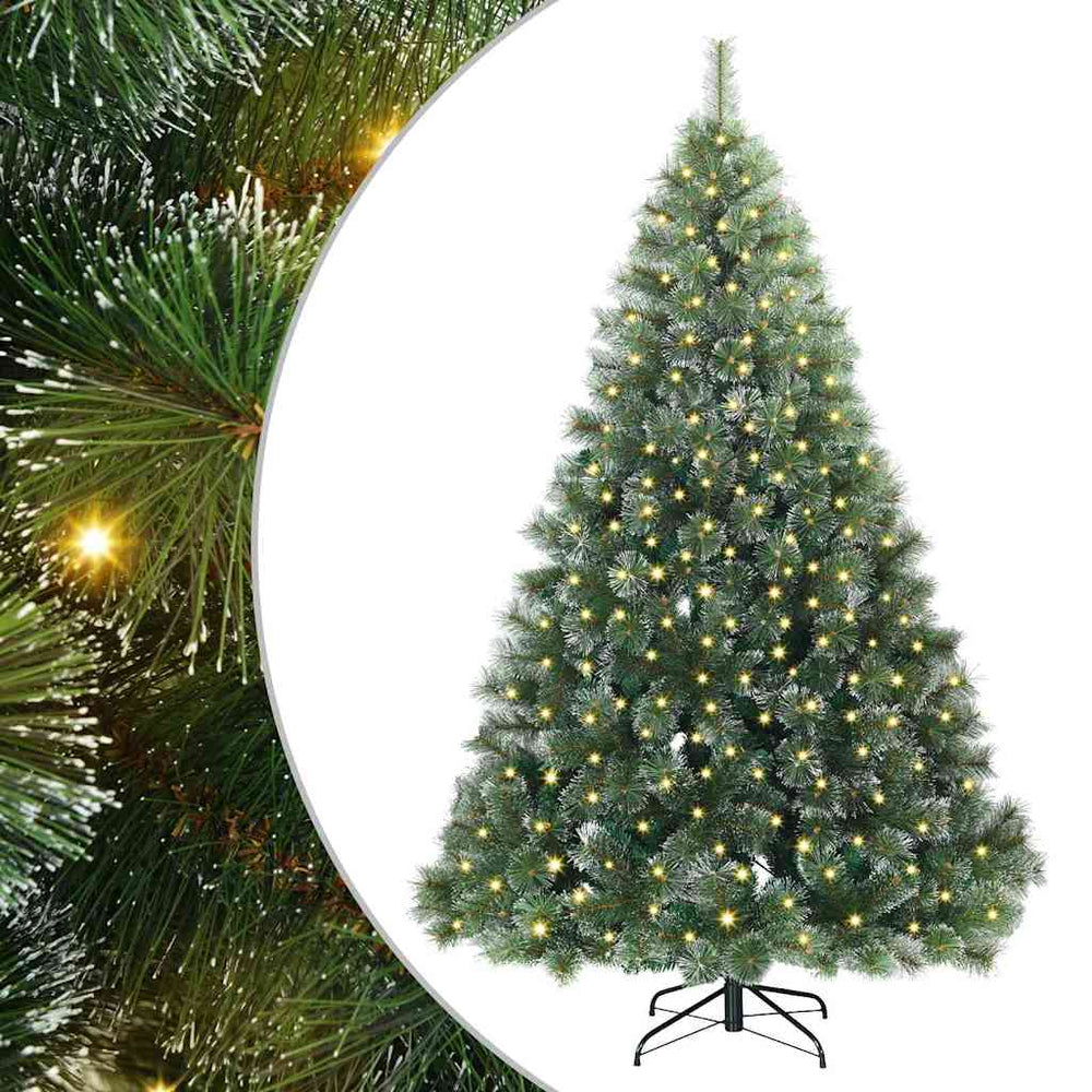 vidaXL Artificial Christmas Tree with 300 LEDs Green 210 cm PE and PVC