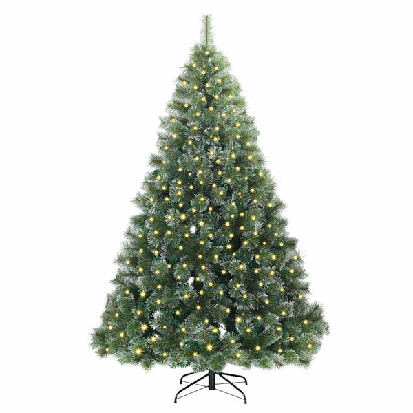 vidaXL Artificial Christmas Tree with 300 LEDs Green 210 cm PE and PVC