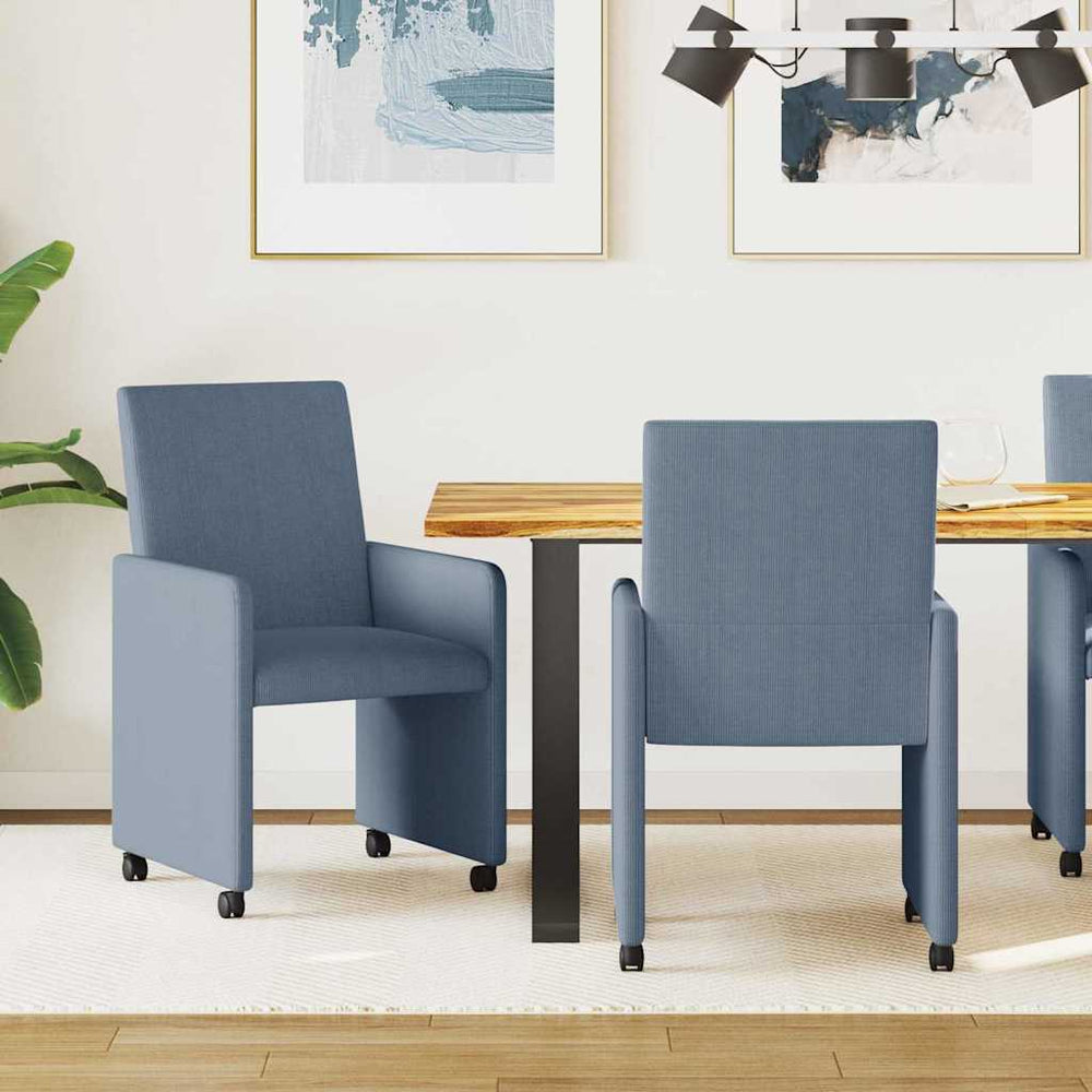 Esszimmerstühle mit Rollen, 2er Set, Blau