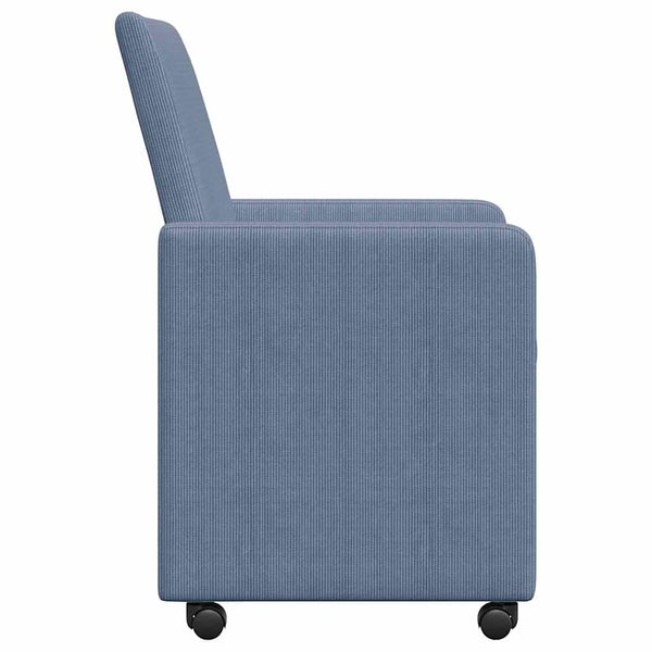 Esszimmerstühle mit Rollen, 2er Set, Blau
