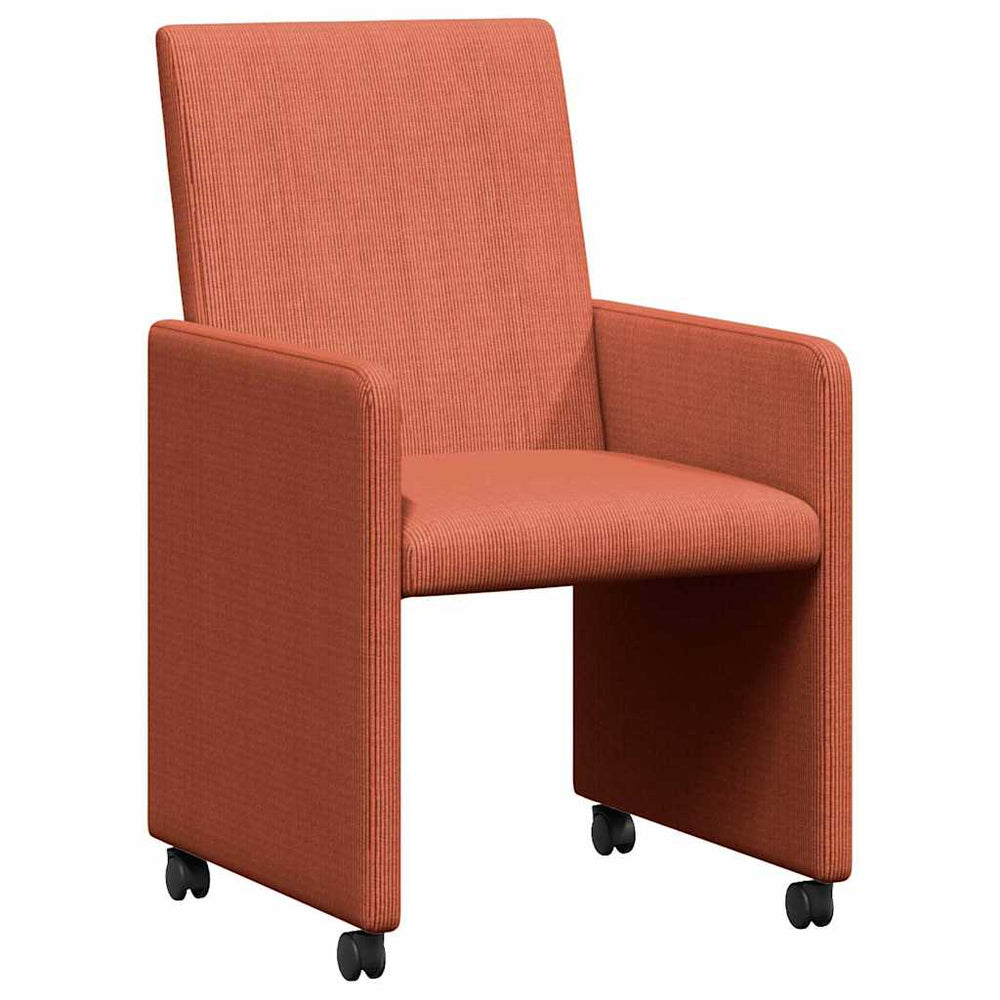 Esszimmerstühle mit Rollen, Rot Orange, 2er-Set