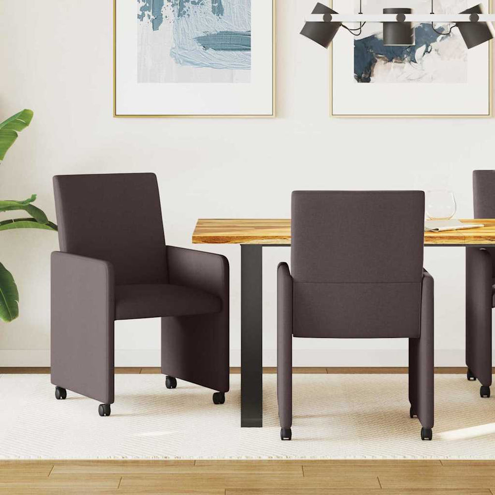 Esszimmerstühle mit Rollen, Dunkelbraun, 2er-Set