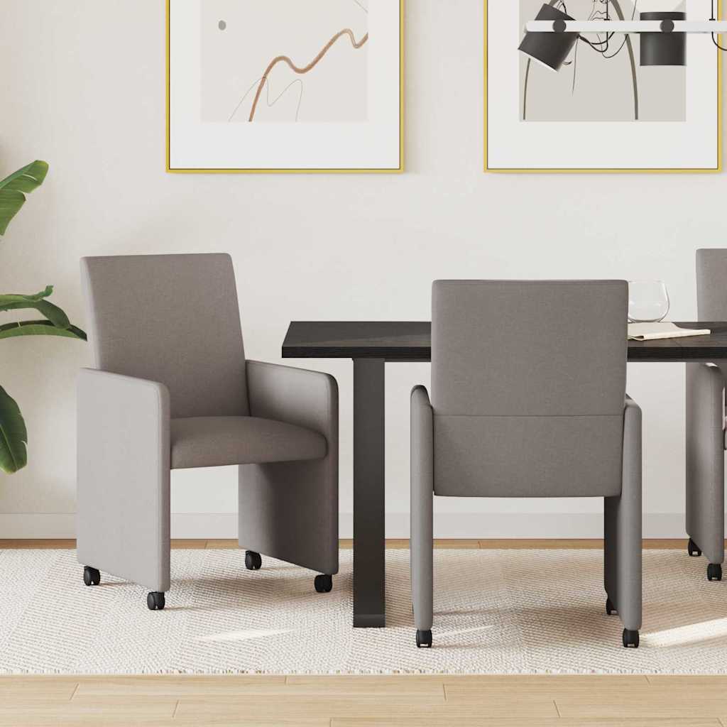 Esszimmerstühle mit Rollen, 2er-Set Taupe