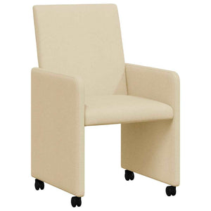 Esszimmerstühle Creme mit Rollen, 2er-Set