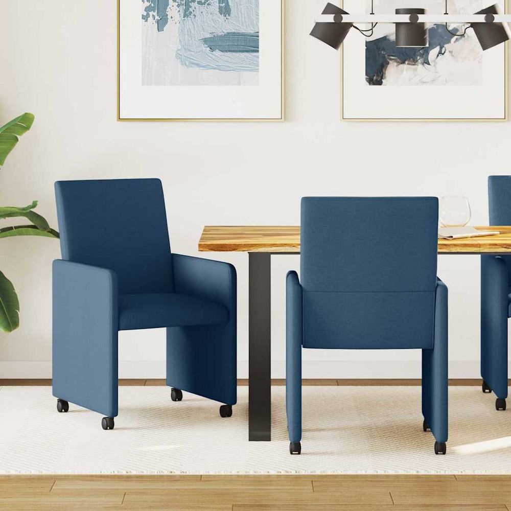 Esszimmerstühle mit Rollen, 2er-Set, Blau