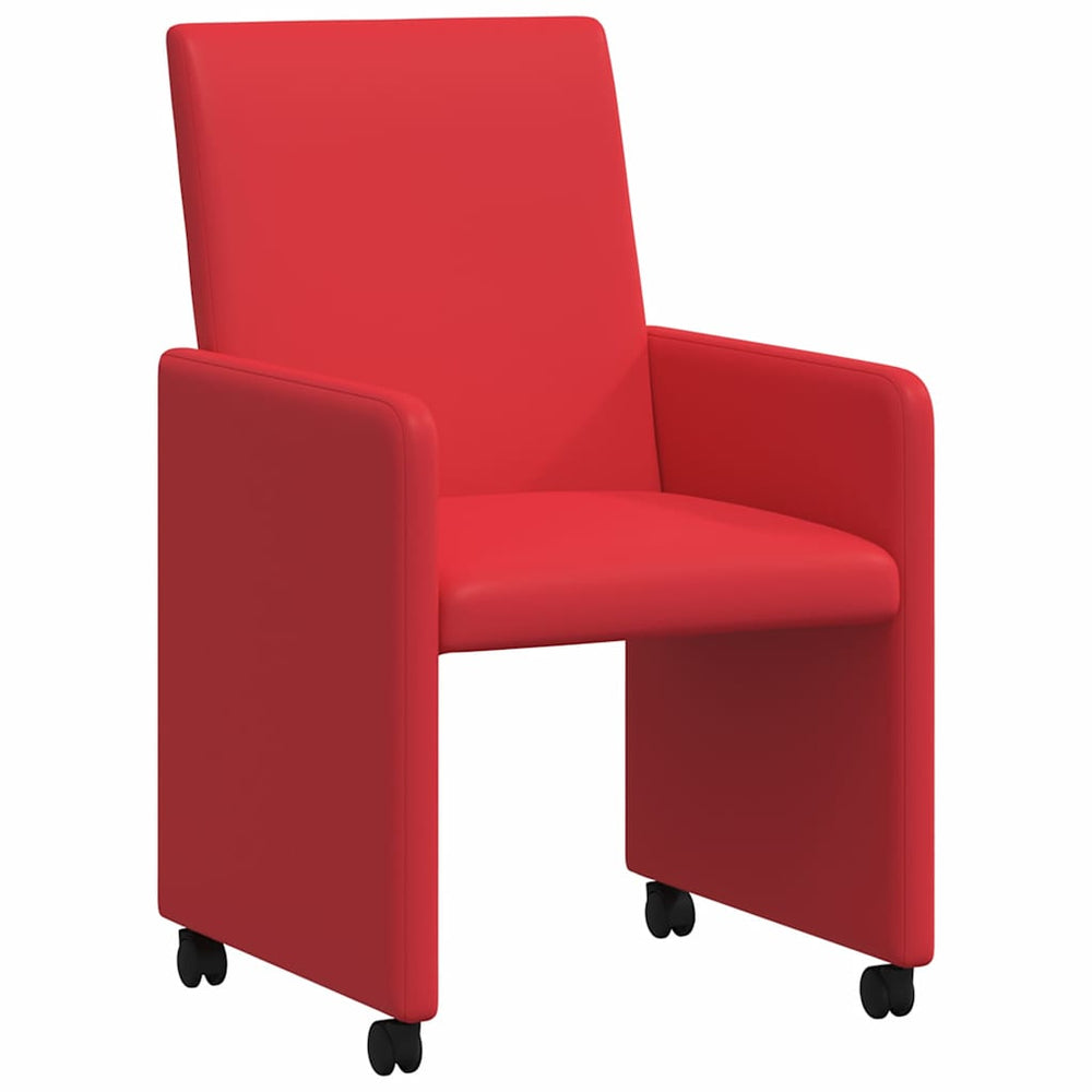 Esszimmerstühle Rot Kunstleder mit Rollen (2er-Set)