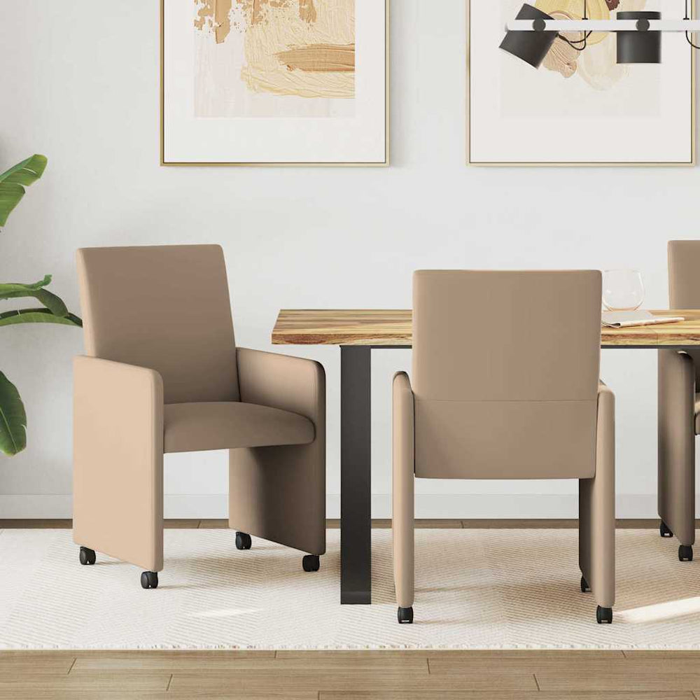 Esszimmerstühle mit Rollen, 2er-Set Cappuccino