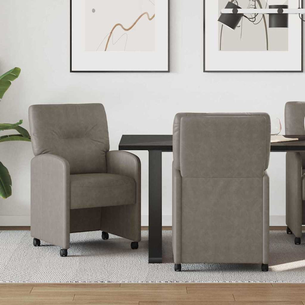 Esszimmerstühle mit Rollen Grau, 2er-Set