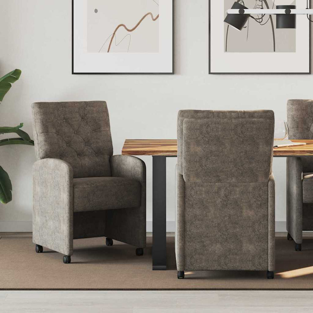 Esszimmerstühle mit Rollen, Dunkelgrau, 2er-Set