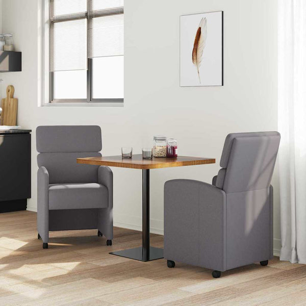 Esszimmerstühle Grau mit Rollen, 2er Set